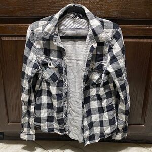 Ultra Flirt Black and White Checkered Button Down Shirt - Youth XL